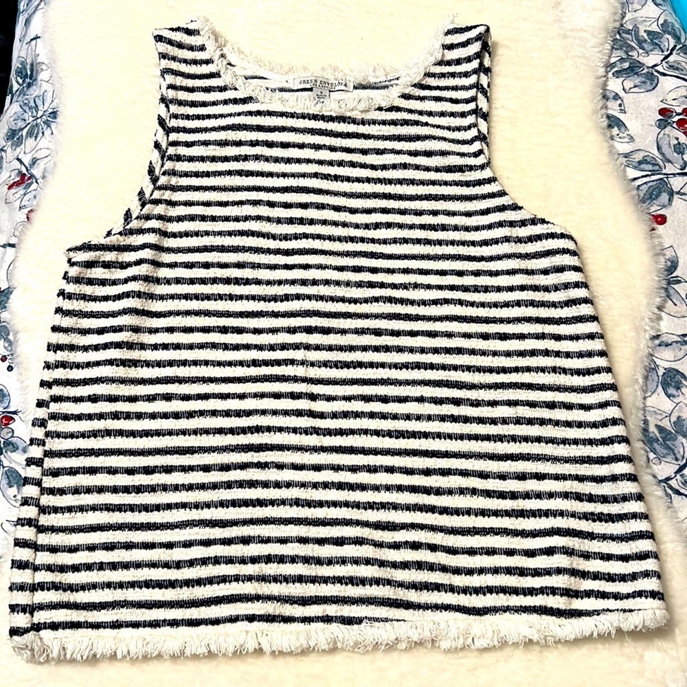 Nautical Navy Striped Too with Cotton Fringe